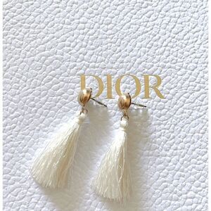 White and Gold Tassel Earrings